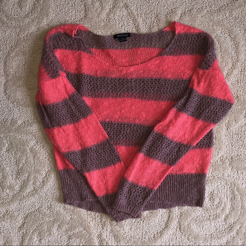 Crop crochet striped sweater size small